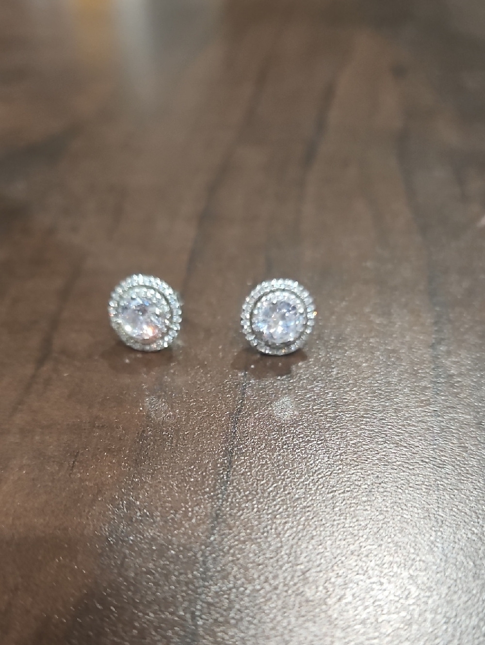 Classic Halo Round Cubic Zirconia Stud Earrings - Silver